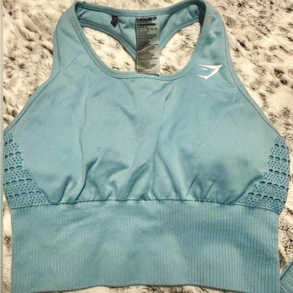 Gym shark long line sport bra size medium blue